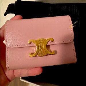 Celine Blush Leather Wallet with Gold Clasp